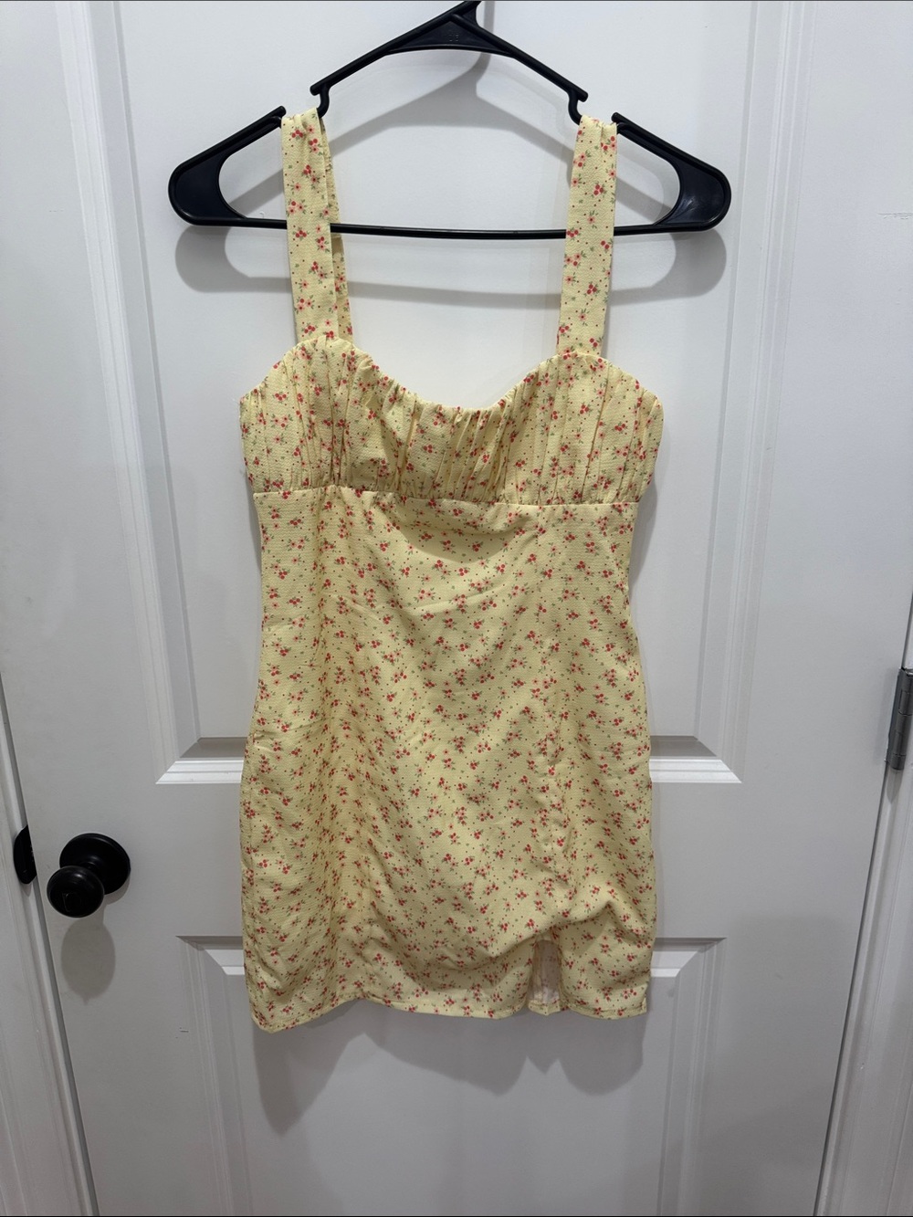 Princess Polly Yellow Mini Dress with Pink Floral Print